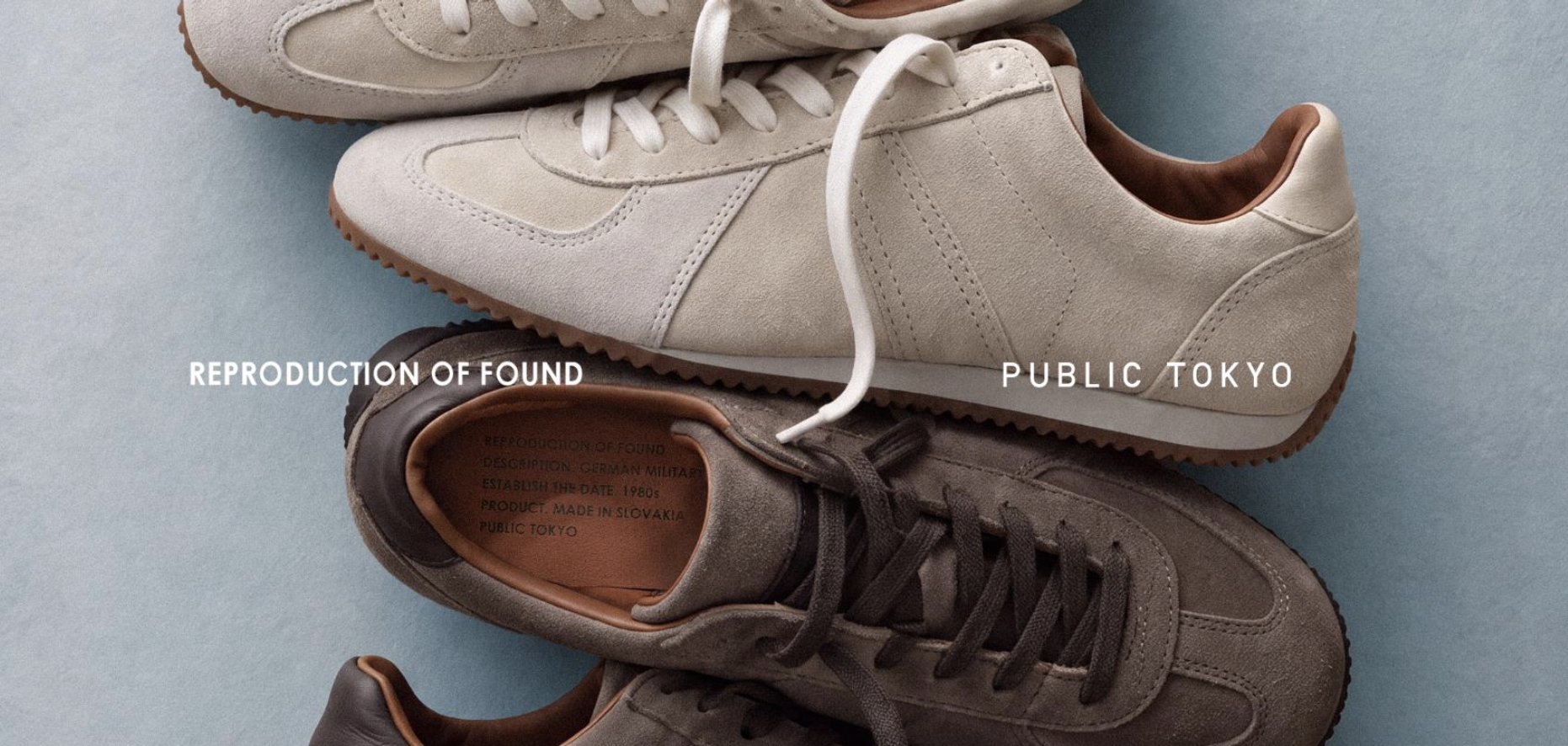 REPRODUCTION OF FOUND×PUBLIC TOKYOコラボレーションスニーカーが発売